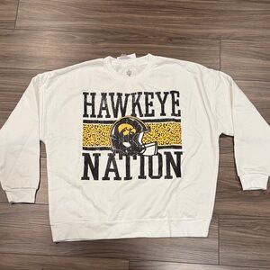 Game day couture Hawkeye Nation White Crewneck Sweatshirt with Yellow Accent